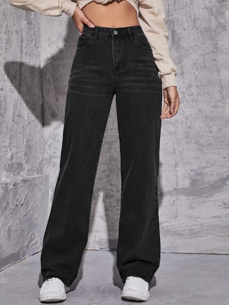 

slant pocket straight leg jeans g5qd#, Blue