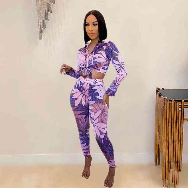 

ladies long sleeve lapel fashion casual printed shirt leggings simple two-piece set, Gray