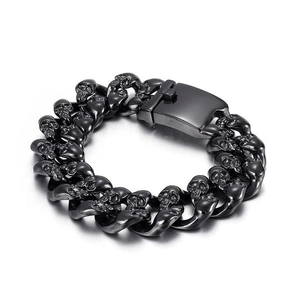 

charm bracelets haolynjoy black skull accessories trend men's 316l stainless steel bracelet gift for friend, Golden;silver