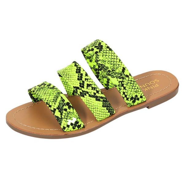 

slippers jaycosin beach large size flat women ladies roman snake pattern flip flops slipper summer slip-on shoes, Black