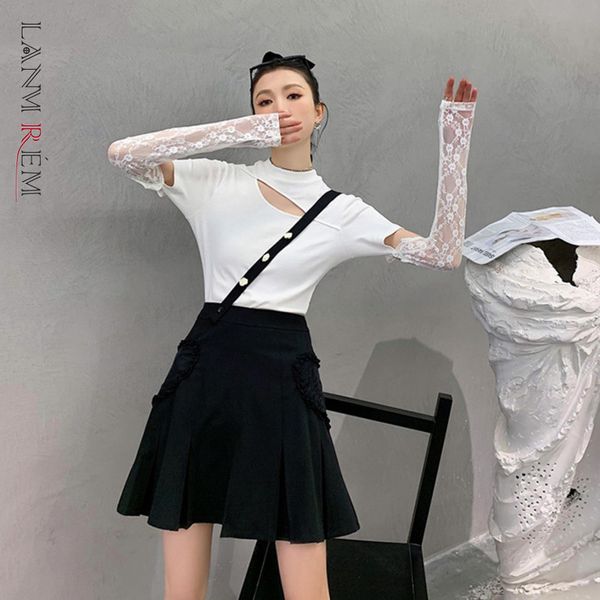 

short black skirt for women high waist pleated summer casual cute streetwear skirts fashion tide 2e 210507