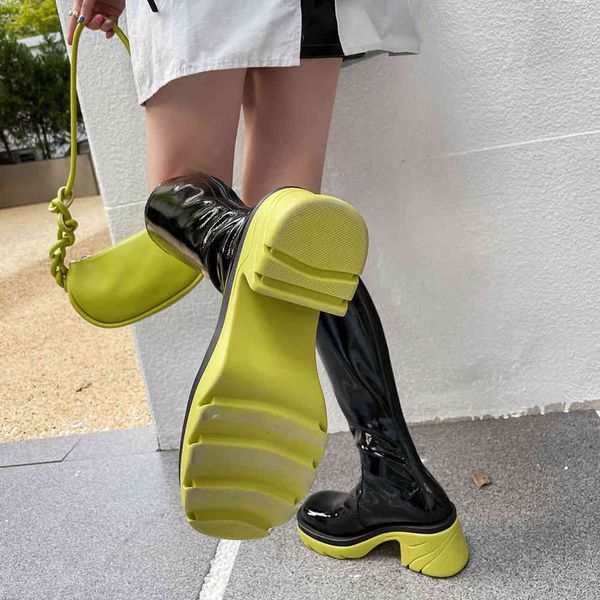 

boots doratasia ins moda quente feminina meados de bezerro botas altas grossas salto alto da motocicleta punk gÃ³tico sapatos mulher qsz0, Black