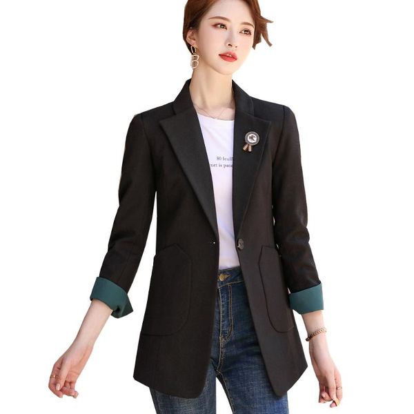 

women's suits & blazers fashion 2021 latest design ladies blazer jacket women female casual single button black apricot solid coat with, White;black