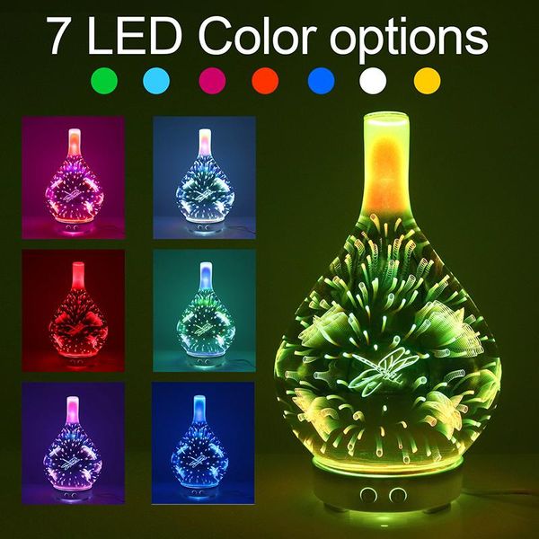 

fragrance lamps glass air humidifier with 7 color led night light 3d dragonfl aroma essential oil diffuser mist maker ultrasoni