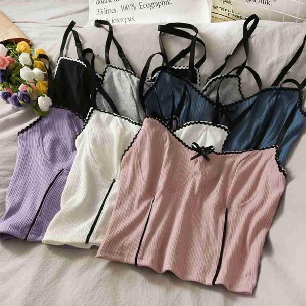 

women's tanks & camis women tank camisole off shoulder vest bow stripe colorblock polyester fiber slimming french elegant lady clot, White