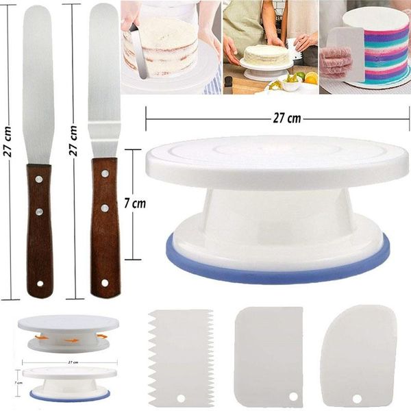 

baking & pastry tools 6 pieces with turntable cream spatula and integrated decoration cake stand rotating table diy