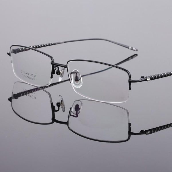 

fashion sunglasses frames pure titanium glasses half frame ultra light business men's myopia prescription 54-18-140, Black