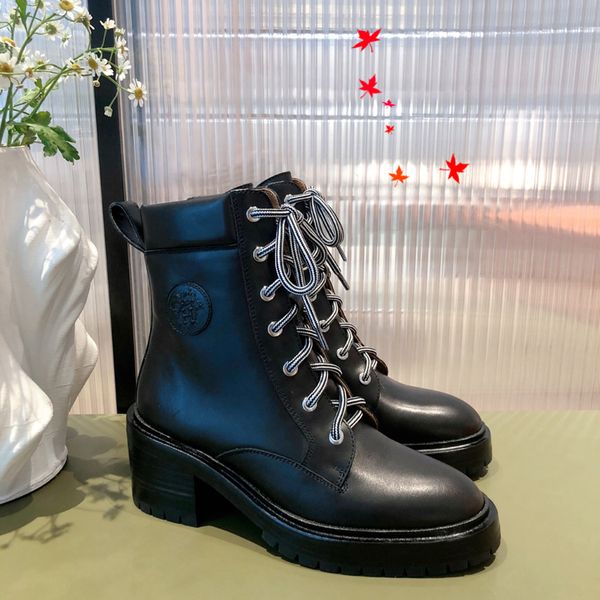 

casual-chic design chunky heels women's red bottom ankle boots winter martin booties luxury designer party booty with box and logo size, Black