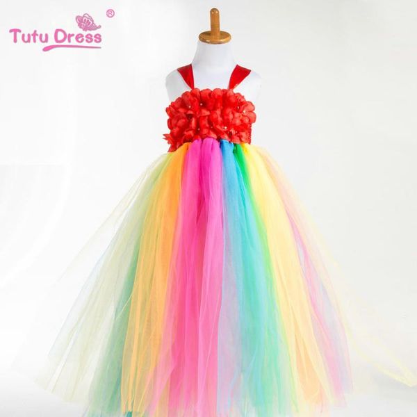 

girl's dresses girl tutu dress for birthday po wedding party festival children kids summer princess 2-12y, Red;yellow