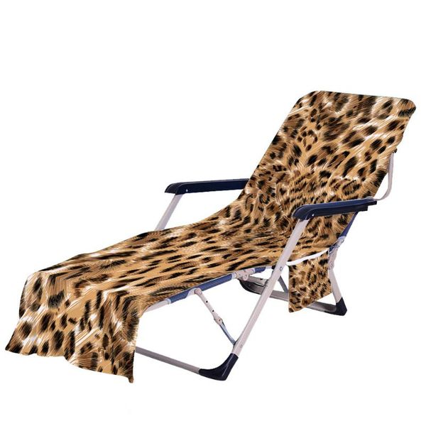 

chair covers leopard beach cover towel with side storage pockets for pool sun lounger sunbathing vacation 82.5"x29.5"