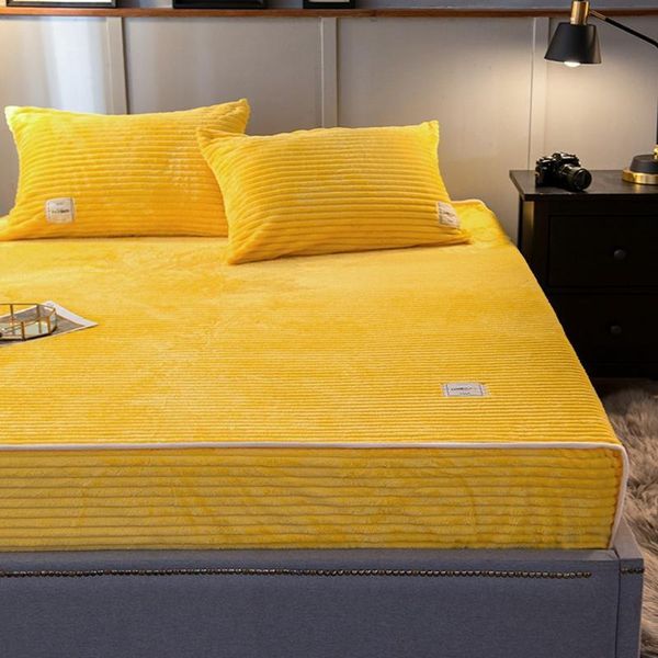 

sheets & sets 30 winter warm polyester fitted sheet soft velvet mattress cover four corners with elastic band bed case