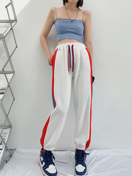 

gray sweatpants women's drawstring loose pants small all-match high-waisted straight ins trend 210429, Blue