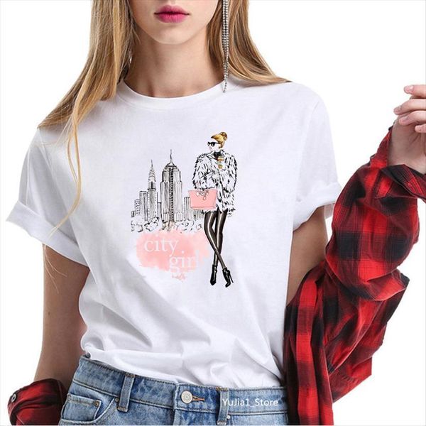 

vogue city girl love coffee womens t shirts print summer female white short sleeve casual streetwear graphic