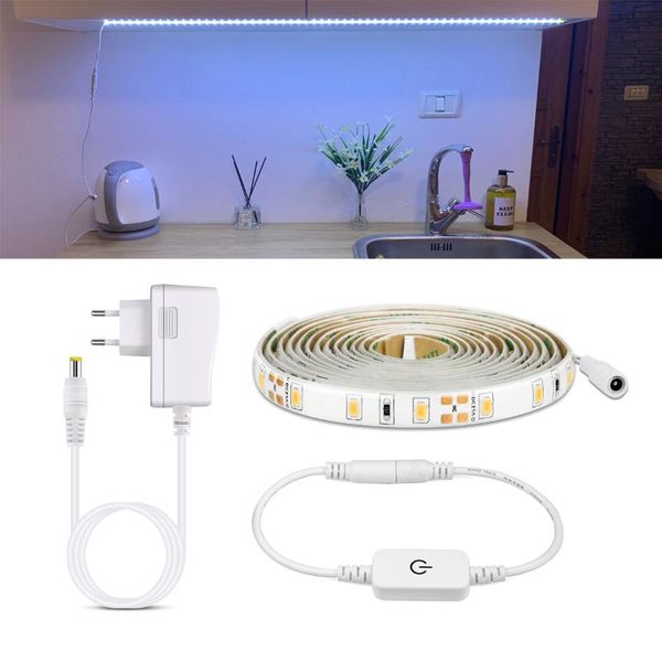 

1-5m stepless dimming touch sensor switch led strip light 60leds/m waterproof tape lamp for bedside closet cabinet kitchen decor strips