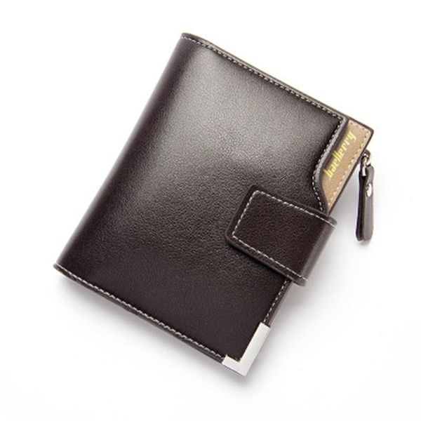 

baellerry men's short casual business wallet vertical buckle pu leather multifunctional zipper coin purse wallets, Red;black