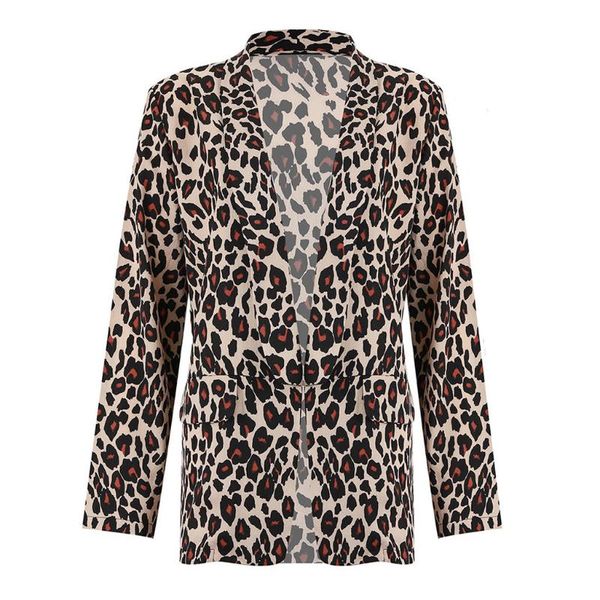 

women's jackets ostrich spring autumn woman fashion leopard print long sleeve solid coats suit casual thin office ladies outwear, Black;brown
