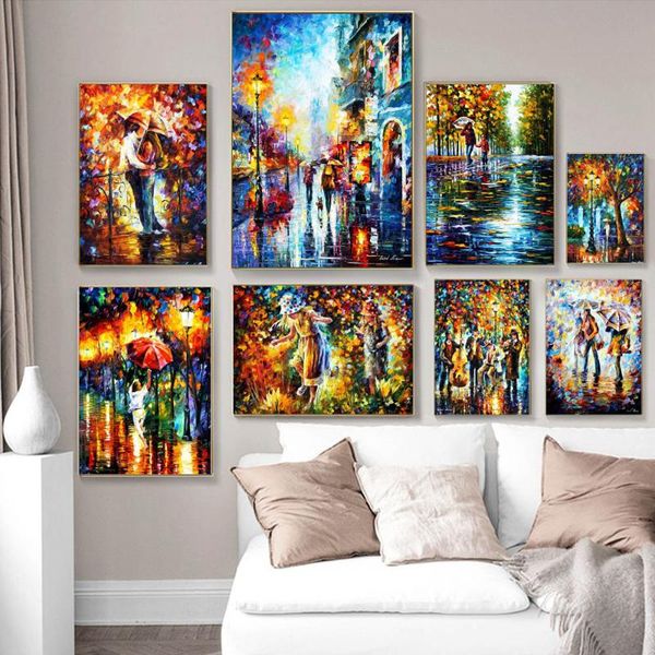 

paintings nordic graffiti art abstract landscape canvas painting city night scene poster office living room bedroom home decoration mural