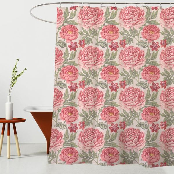 

shower curtains pink aesthetic curtain flowers tropical waterproof polyester plant cortina ducha bath accessories de50yl