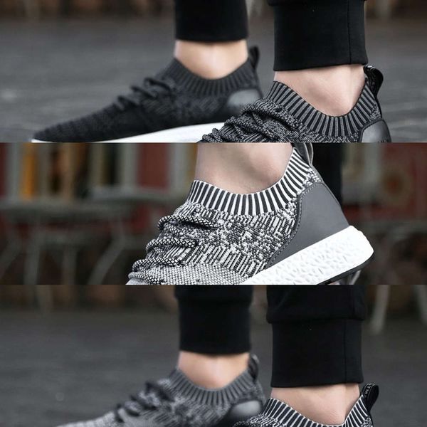 

casual shoes 2021 spring new korean fashion sports men's flying woven casual mountain climbing daddy r7ms, Black