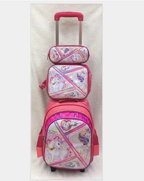 

school bags children trolley backpack bag for girls wheeled set student rolling with wheels
