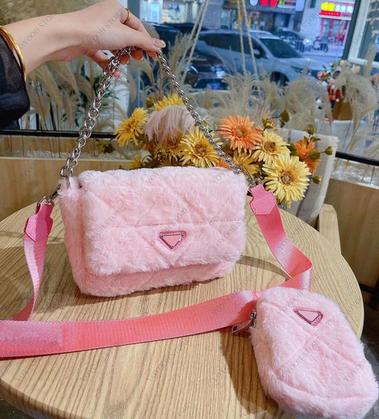 

luxury straddle bag designer handbag fashion matching plush material two in one women's shoulder bags cross body with box