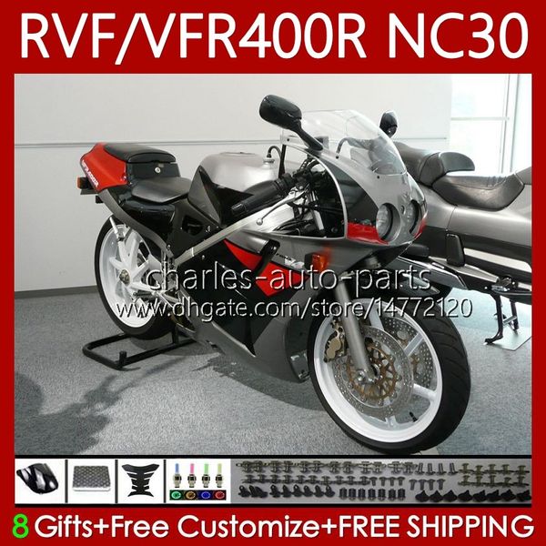 Комплект для тела для Honda RVF400R VFR400 R NC30 V4 VFR400R 89-93 79NO.38 RVF VFR 400 RVF400 красный серебристый R 400RR 89 90 91 92 93 VFR400RR VFR 400R 1989 1990 1991 1992 1993