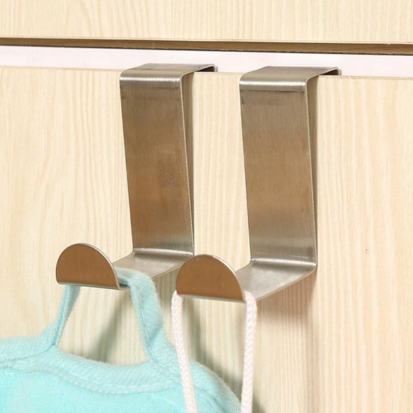 

hooks & rails 2 pcs home kitchen door stainless steel self holder hanger hang coat drawer towel clothes pothook organizer storage