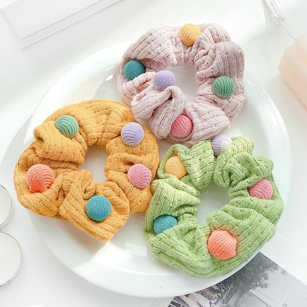 

hair accessories children cute sweet ball elastic bands girls lovely ponytail holder colorful scrunchies rubber kids, Slivery;white