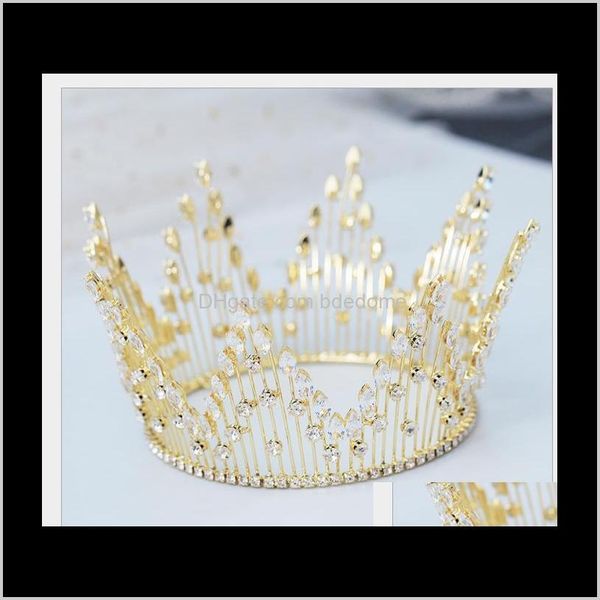 

hair jewelry drop delivery 2021 retro queen baroque golden headdress european bride crown luxury wedding dress aessories hwxxm, Slivery;golden