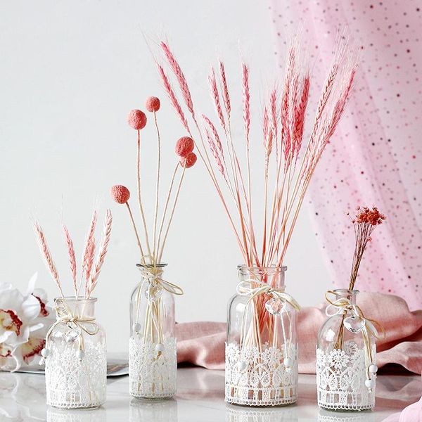 

vases creative nordic glass living room table decoration lace dried flower vase diy bottle ins wind fun gifts drop