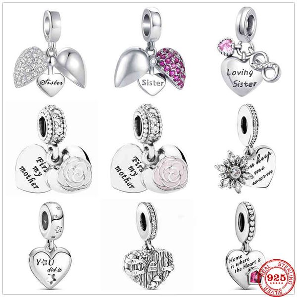 

new original round charm pandora love heart star bead fit bracelet necklace trinket diy women jewelry 2021, Silver