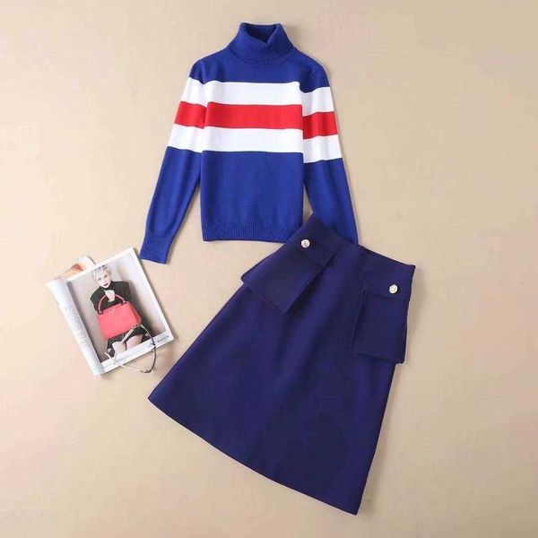 

women's two piece pants and european clothes of american women autumn long sleeve style striped printed sweater suit ytb9, White