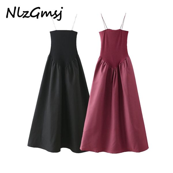 

dres chic fashion patchwork fitted midi vintage backless thin straps female es vestidos mujer 210628, Black;gray