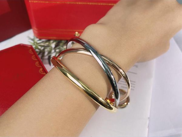 

316l titanium steel band rings jewelry 3 bracelet man women foreign three color and ring bangle bracelets, Silver