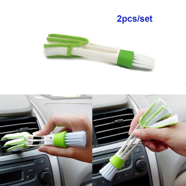

in 1 green car air-conditioner outlet dirt duster cleaner brush versatile vent blinds cleaning accessories sponge