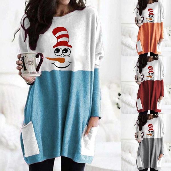 

winter women's sweaters christmas elk print wool sweater pockets woman long sleeves casual ropa de mujer 2021, White;black