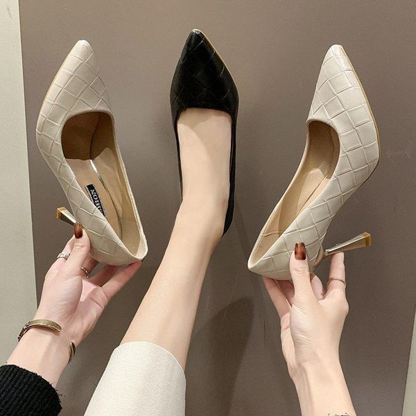 

dress shoes casual heels fine heeled pumps lace-up 2021 sandals ladies slip on pointed wedge shallow mouth comfortable stilett, Black