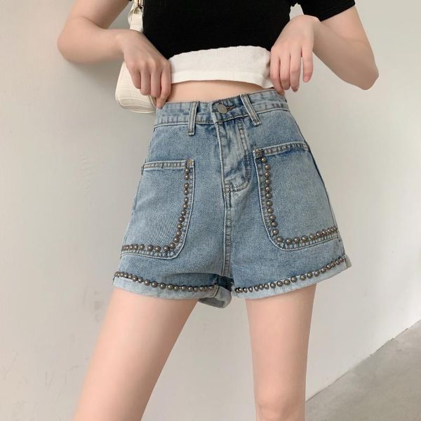 

women's shorts blue high waist wide leg tassel jeans female short 2021 summer pants women, White;black