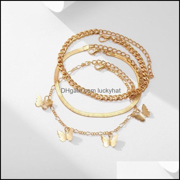 

anklets jewelrywomen anklet butterfly charm mti layer chain foot bracelet summer beach fashion jewelry will and sandy gift drop delivery 202, Red;blue