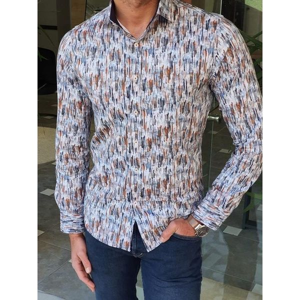 

watermelon design comfortable men's long-sleeved shirt comfortable fit fashion retro style travel office entertainment, White;black