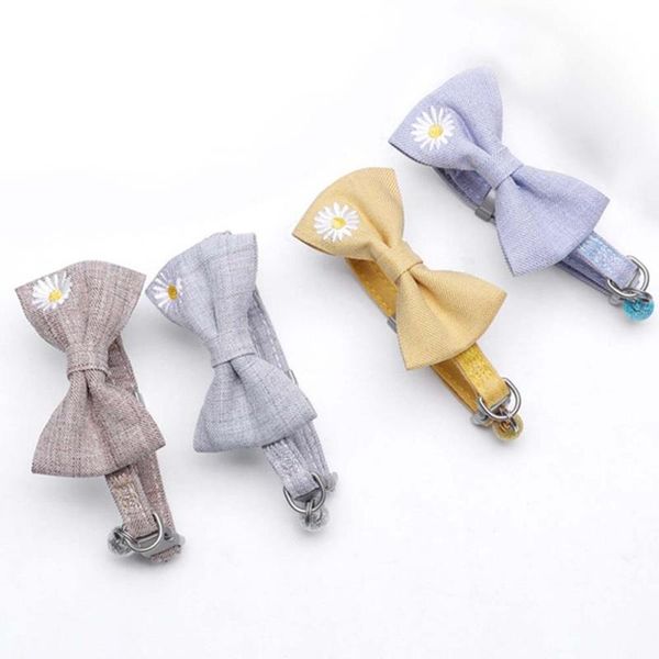 

cat collars & leads pet dog collar bow tie bell adjustable fashion cute bowknot embroidered flower puppy necktie supplies