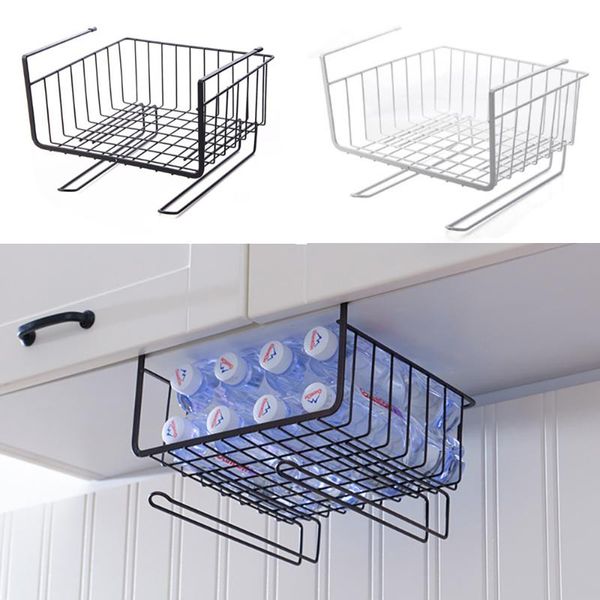 

storage baskets kitchen bin under shelf wire rack cabinet basket iron tableware organizer holder stand tools hanging