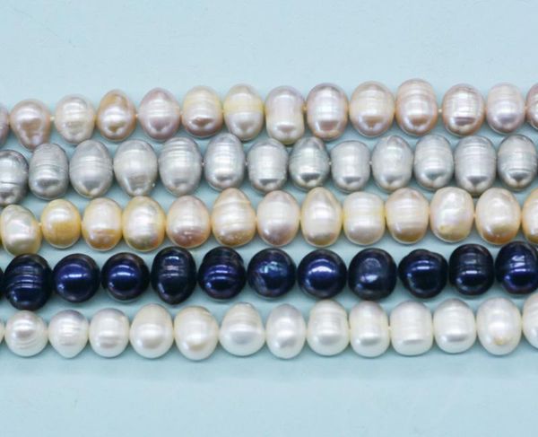 

other 1pcs 9-10mm natural freshwater pearl beaded potato shape punch loose beads for make jewelry diy bracelet necklace accessories15"
