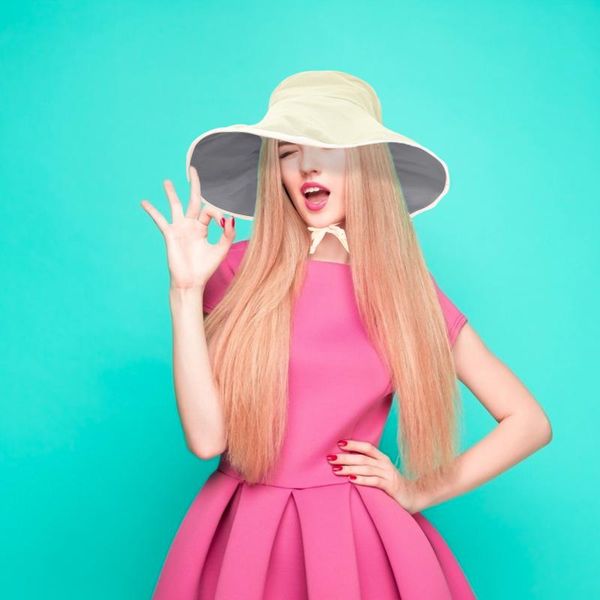 

wide brim hats hat spring summer female cap women sun bucket foldable floppy caps, Blue;gray