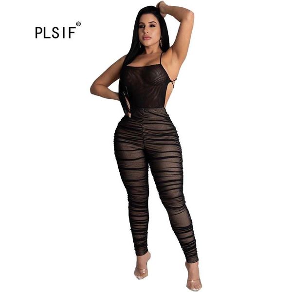 

women's jumpsuits & rompers special back cross design lady ruched skinny black catsuits beach style full length sports, Black;white