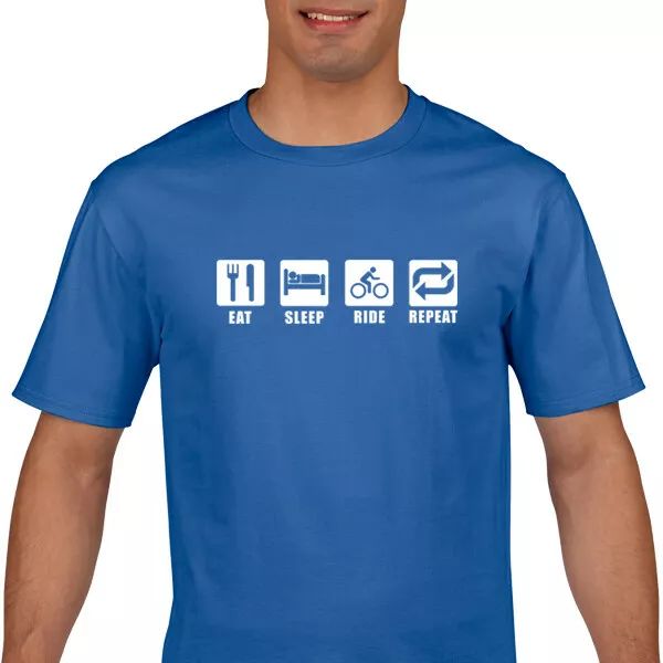

cycling t shirt - eat sleep ride repeat t shirt - bike t shirt - tour de france, White;black