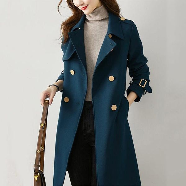 

women's trench coats plus size windbreaker women 2021 spring autumn jacket female outerwear fashion loose high-end belt long overcoat c, Tan;black