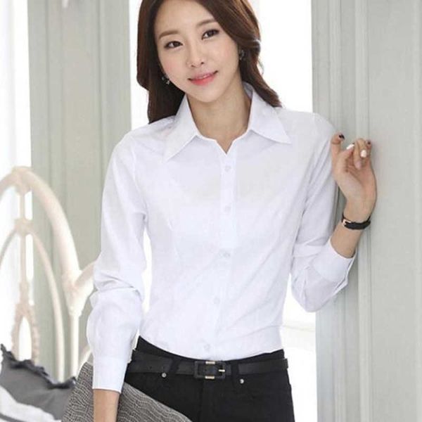 

korean women shirts cotton long sleeve office lady white shirt woman blouses plus size 5xl blusas mujer de moda 210531
