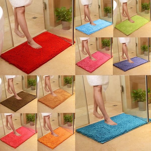 

40x60cm 16 colors thicken chenille bath mat absorbent bathroom rug carpet for living room non-slip floor tapete de banheiro mats