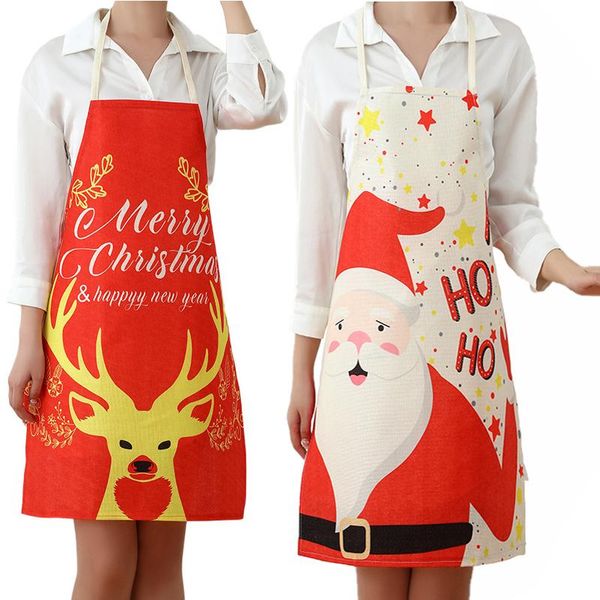 

aprons xmas kitchen apron printing santa claus for woman home restaurant bar christmas decor cooking chef accessories
